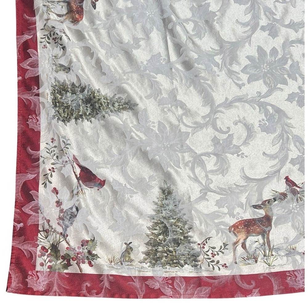 Better Homes & Gardens Christmas Tablecloth 58x98" Cardinals Deer Woodland